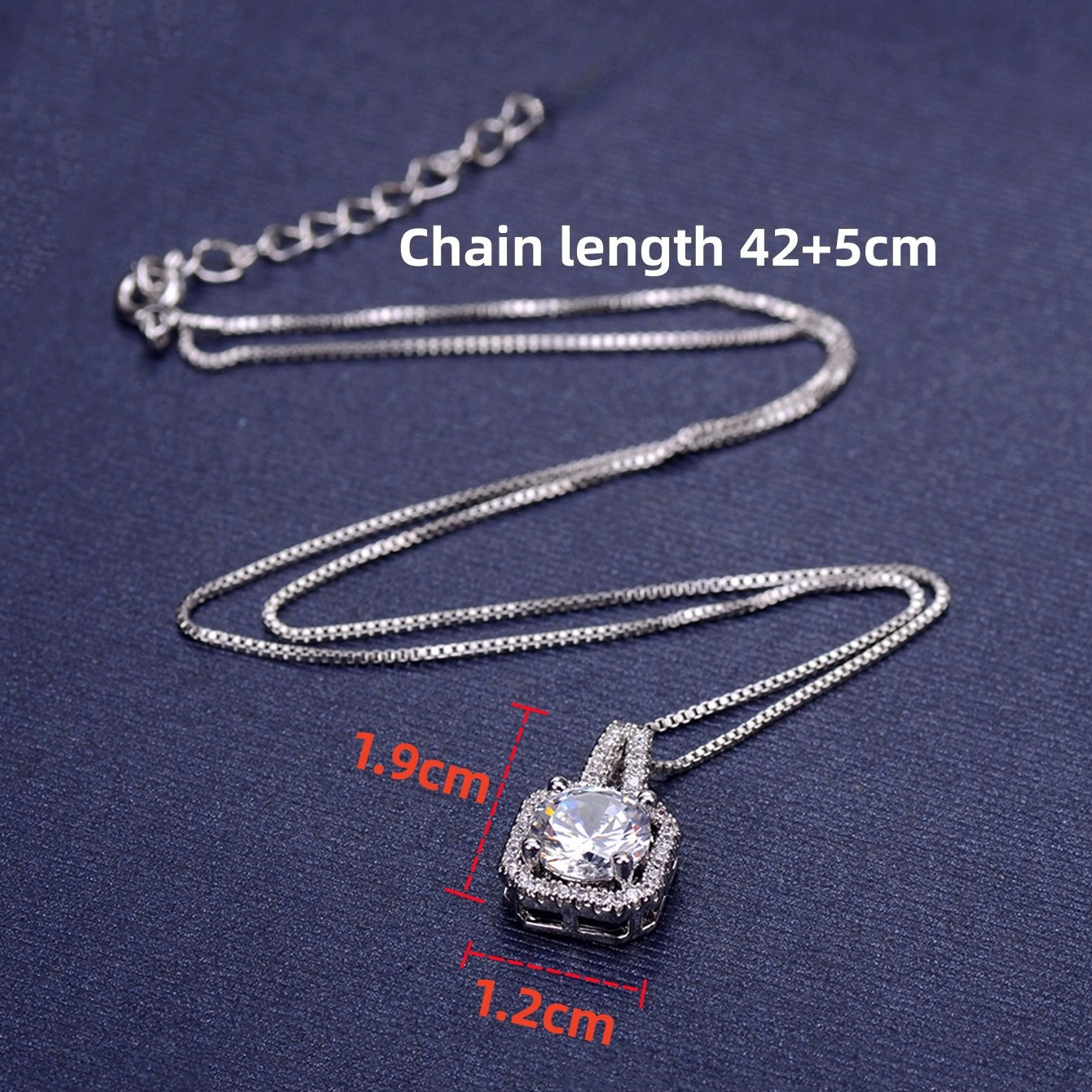 Women's Square Halo Cubic Zirconia Pendant Necklace